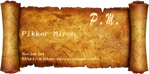 Pikker Miron névjegykártya
